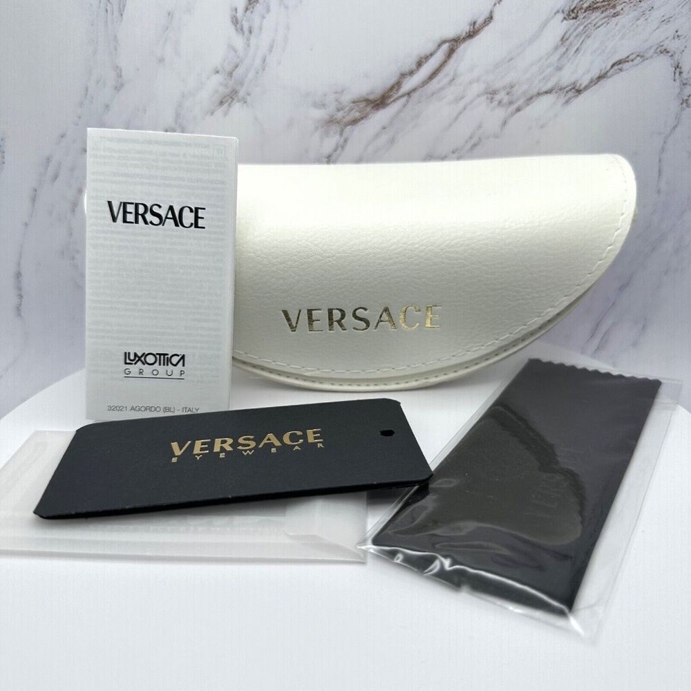 ❌SOLD ❌VERSACE Sunglasses New Black Crystals Logo Authentic Shield Wrap Visor - Picture 13 of 13